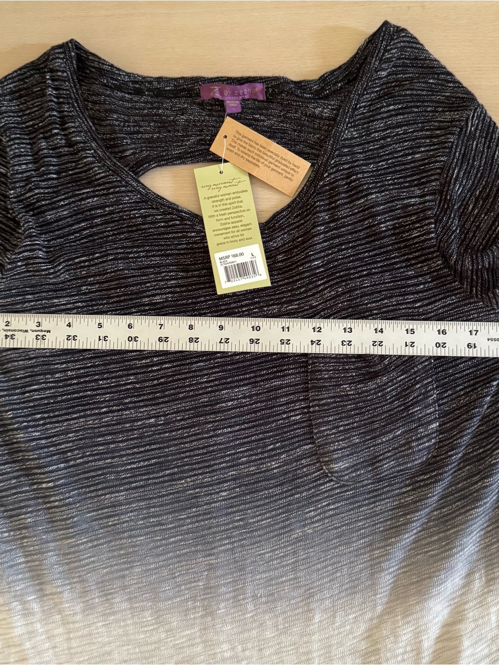 NWT Z by Zobha Athletic/Yoga Ombré  Top Size L